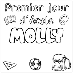 Coloraci&oacute;n del nombre MOLLY - decorado primer d&iacute;a de escuela