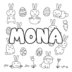 Coloraci&oacute;n del nombre MONA - decorado Pascua