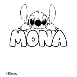Coloraci&oacute;n del nombre MONA - decorado Stitch