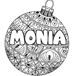 Coloraci&oacute;n del nombre MONIA - decorado bola de Navidad