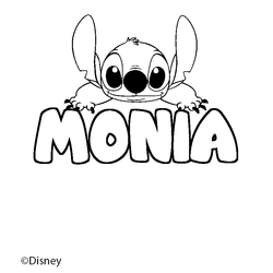 Coloraci&oacute;n del nombre MONIA - decorado Stitch