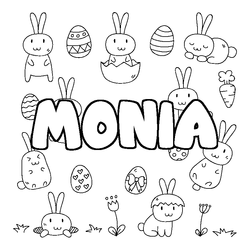 Coloraci&oacute;n del nombre MONIA - decorado Pascua