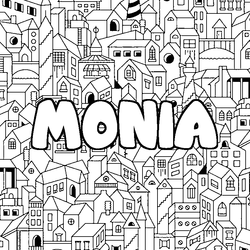 Coloraci&oacute;n del nombre MONIA - decorado ciudad