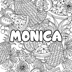 Coloraci&oacute;n del nombre MONICA - decorado mandala de frutas
