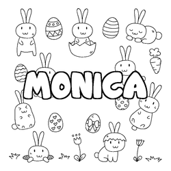 Coloraci&oacute;n del nombre MONICA - decorado Pascua