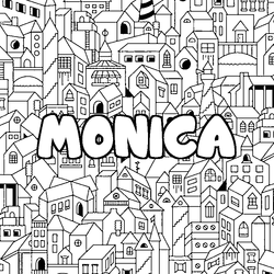 Coloraci&oacute;n del nombre MONICA - decorado ciudad