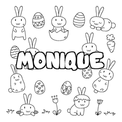 Coloraci&oacute;n del nombre MONIQUE - decorado Pascua