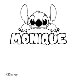 Coloraci&oacute;n del nombre MONIQUE - decorado Stitch