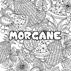 Coloraci&oacute;n del nombre MORGANE - decorado mandala de frutas