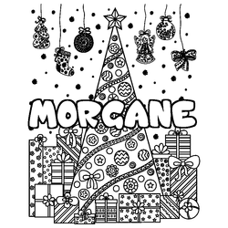 Coloraci&oacute;n del nombre MORGANE - decorado &aacute;rbol de Navidad y regalos