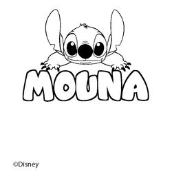 Coloraci&oacute;n del nombre MOUNA - decorado Stitch