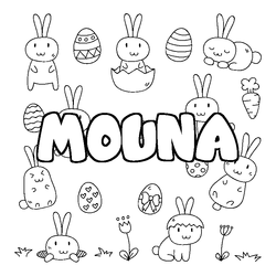 Coloraci&oacute;n del nombre MOUNA - decorado Pascua