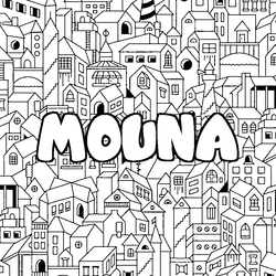 Coloraci&oacute;n del nombre MOUNA - decorado ciudad