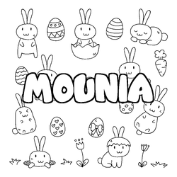 Coloraci&oacute;n del nombre MOUNIA - decorado Pascua