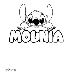 Coloraci&oacute;n del nombre MOUNIA - decorado Stitch