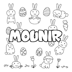 Coloraci&oacute;n del nombre MOUNIR - decorado Pascua