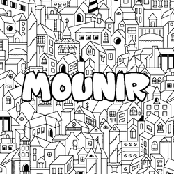 Coloraci&oacute;n del nombre MOUNIR - decorado ciudad