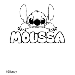 Coloraci&oacute;n del nombre MOUSSA - decorado Stitch