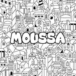 Coloraci&oacute;n del nombre MOUSSA - decorado ciudad