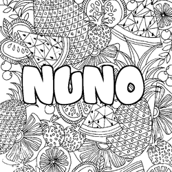 Coloraci&oacute;n del nombre NUNO - decorado mandala de frutas