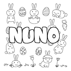 Coloraci&oacute;n del nombre NUNO - decorado Pascua