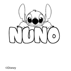 Coloraci&oacute;n del nombre NUNO - decorado Stitch