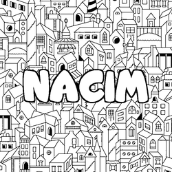 Coloraci&oacute;n del nombre NACIM - decorado ciudad