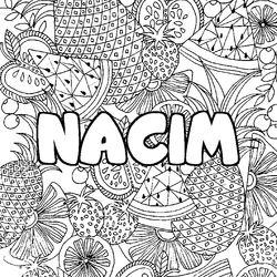 Coloraci&oacute;n del nombre NACIM - decorado mandala de frutas