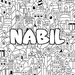 Coloraci&oacute;n del nombre NABIL - decorado ciudad