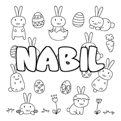 Coloraci&oacute;n del nombre NABIL - decorado Pascua