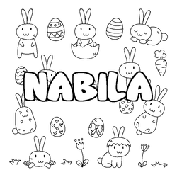 Coloraci&oacute;n del nombre NABILA - decorado Pascua