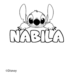 Coloraci&oacute;n del nombre NABILA - decorado Stitch