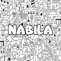 Coloraci&oacute;n del nombre NABILA - decorado ciudad