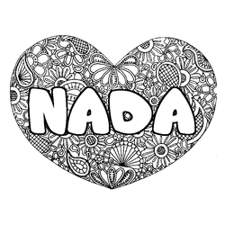 Coloraci&oacute;n del nombre NADA - decorado mandala de coraz&oacute;n