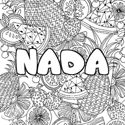 Coloraci&oacute;n del nombre NADA - decorado mandala de frutas