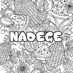 Coloraci&oacute;n del nombre NADEGE - decorado mandala de frutas