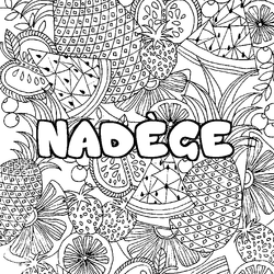 Coloraci&oacute;n del nombre NAD&Egrave;GE - decorado mandala de frutas