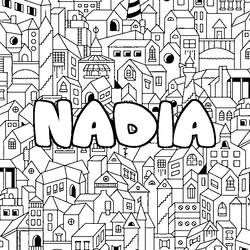 Coloraci&oacute;n del nombre NADIA - decorado ciudad