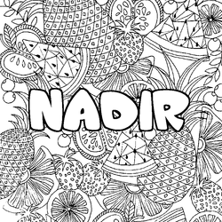 Coloraci&oacute;n del nombre NADIR - decorado mandala de frutas