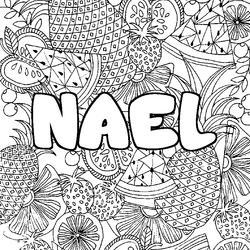 Coloraci&oacute;n del nombre NAEL - decorado mandala de frutas