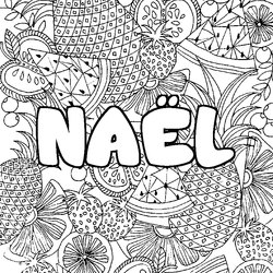 Coloraci&oacute;n del nombre NA&Euml;L - decorado mandala de frutas