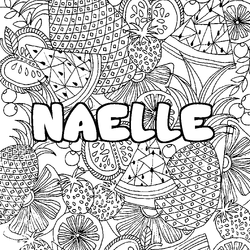 Coloraci&oacute;n del nombre NAELLE - decorado mandala de frutas