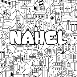 Coloraci&oacute;n del nombre NAHEL - decorado ciudad