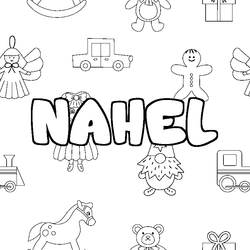 Coloraci&oacute;n del nombre NAHEL - decorado juguetes