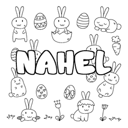 Coloraci&oacute;n del nombre NAHEL - decorado Pascua