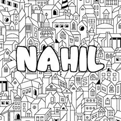 Coloraci&oacute;n del nombre NAHIL - decorado ciudad