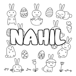 Coloraci&oacute;n del nombre NAHIL - decorado Pascua