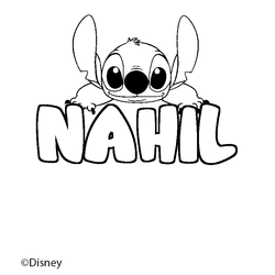 Coloraci&oacute;n del nombre NAHIL - decorado Stitch