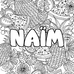 Coloraci&oacute;n del nombre NA&Iuml;M - decorado mandala de frutas