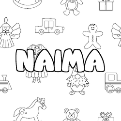 Coloraci&oacute;n del nombre NAIMA - decorado juguetes
